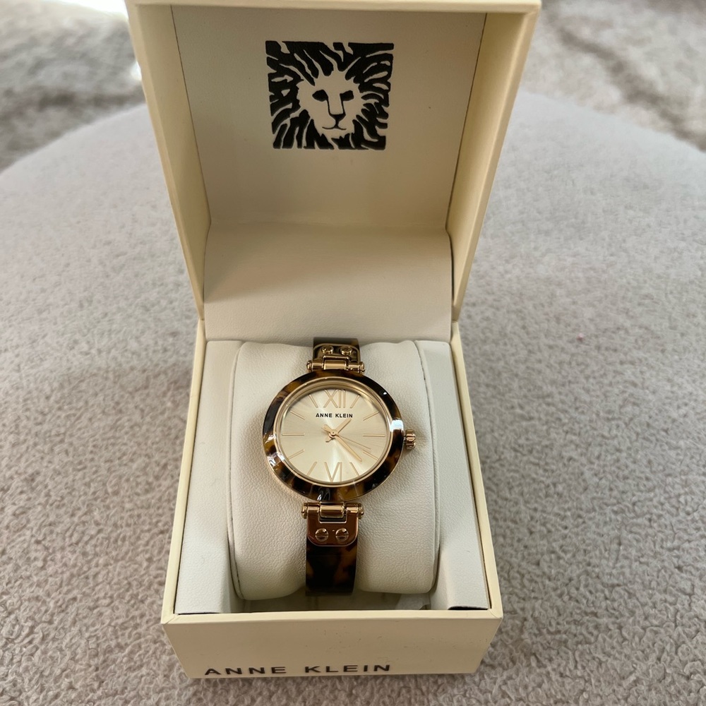 Anne Klein Gold and Leopard print Watch